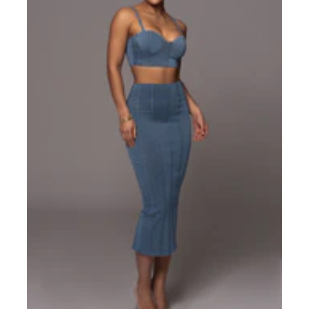 NAT & LIV x JLUXLABEL denim Eliana Skirt Set